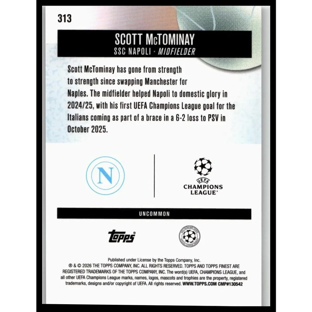 2025-26 Finest UEFA Scott McTominay #313 Napoli Uncommon